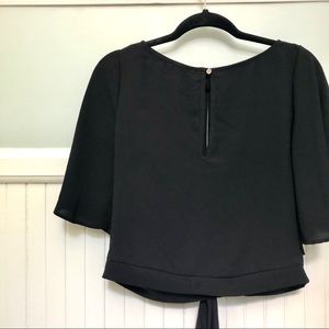 KLD Black Bell 3/4 Sleeve Tie Front Blouse